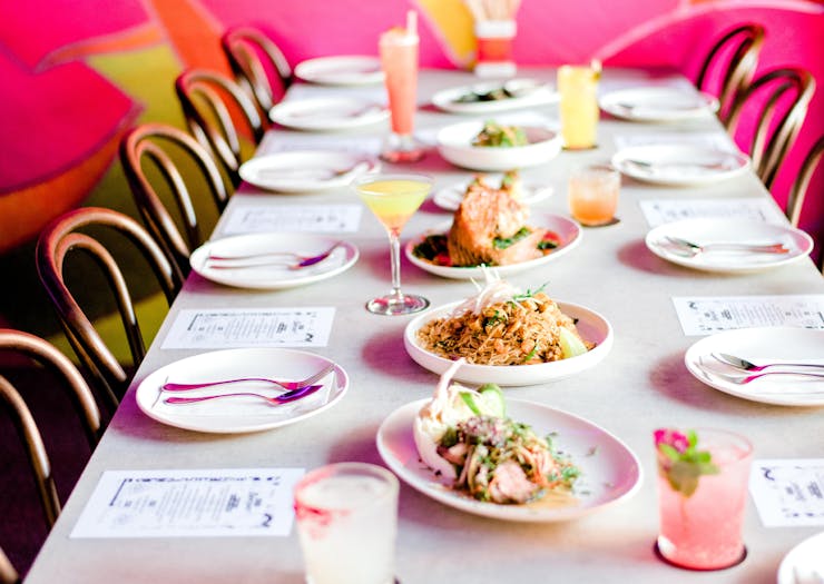 A lavish spread of South-East Asian dishes at Miss Mee on the Gold Coast.