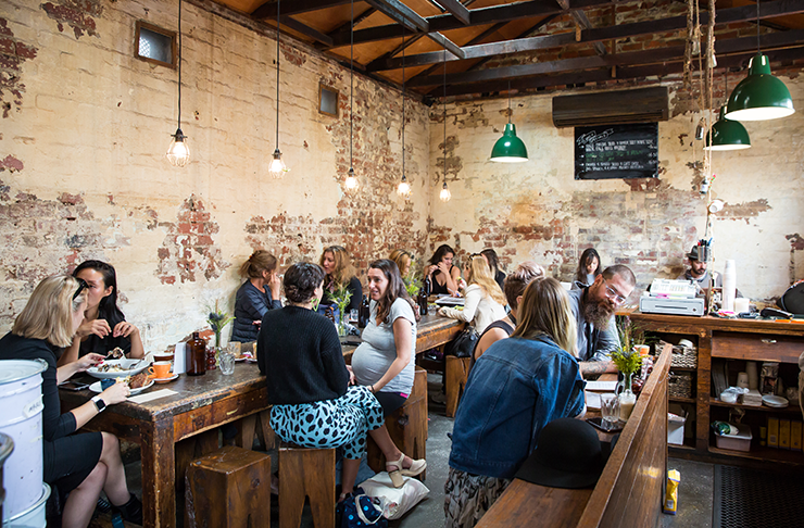 The rendered brick walls of one of the best cafes Melbourne has. 
