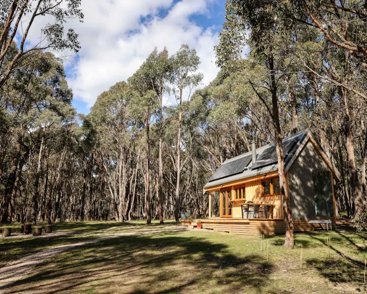An exterior view of Monterey Eco Stay one of the best tiny homes Victoria