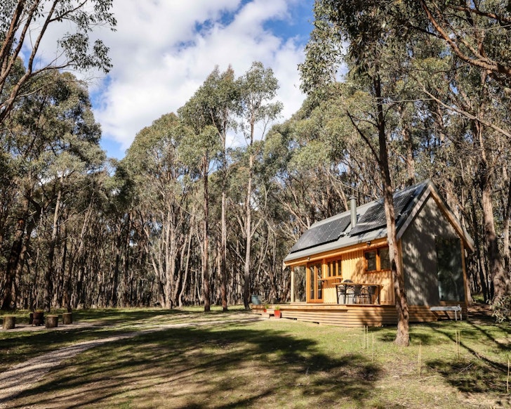 An exterior view of Monterey Eco Stay one of the best tiny homes Victoria