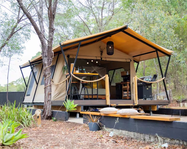 A view of the tent at Moogie Glamp one of the best glamping spots in Queensland