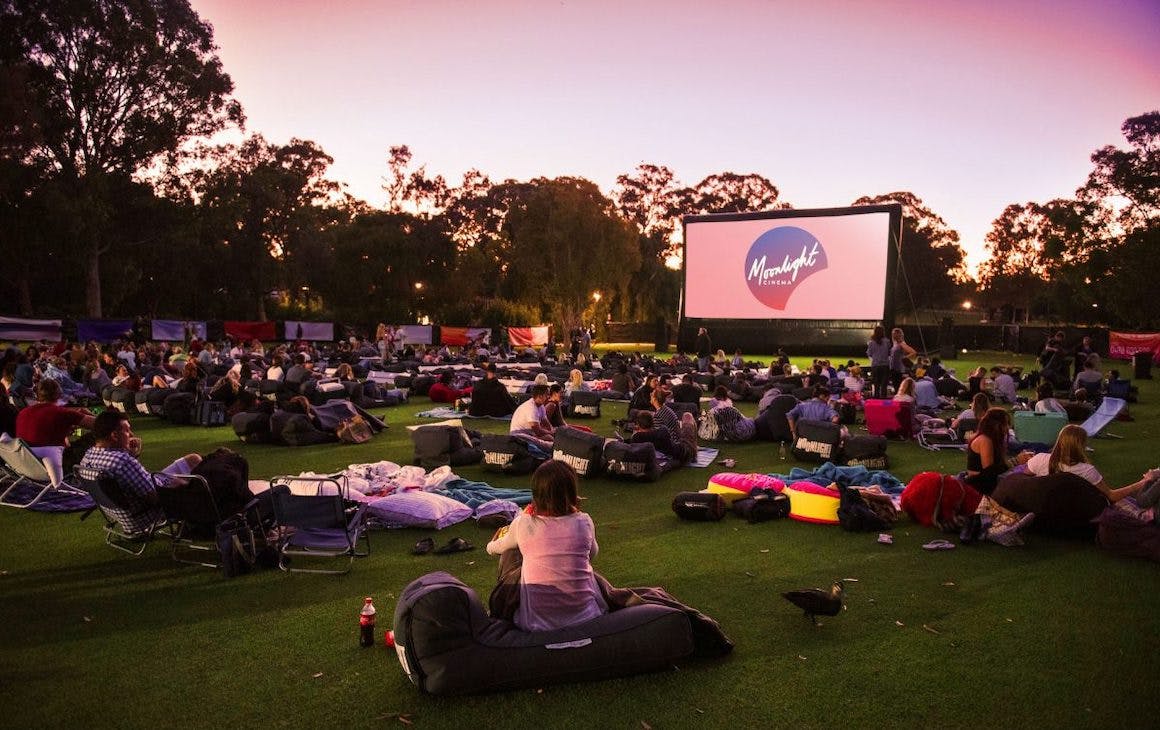 Moonlight Cinemas in Kings Park at sunset