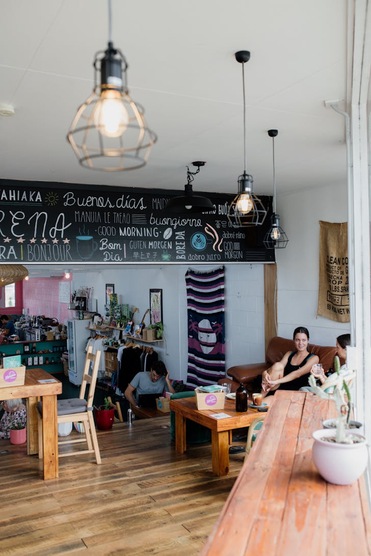 the interior of a cafe
