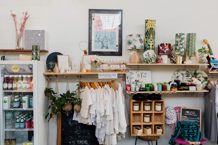 homewares and a clothing rack