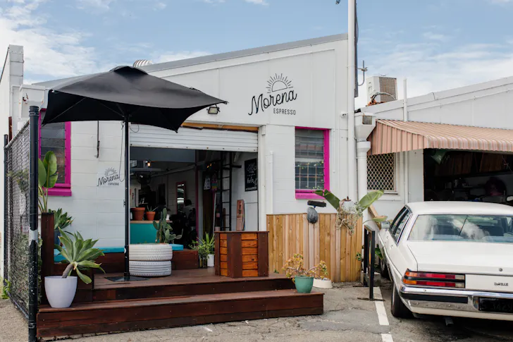 the exterior of a cafe