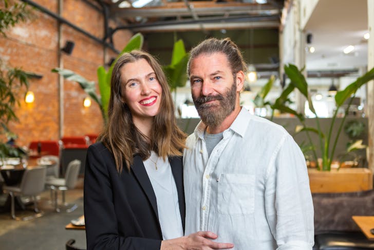 Emma and Heath Daly stand in their plant-based restaurant, Mother Fremantle.