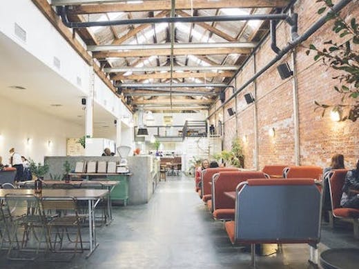 The industrial style interior at Mother