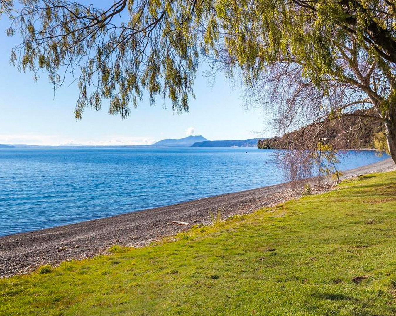 Motutere Bay campground looks serene over Lake Taupo