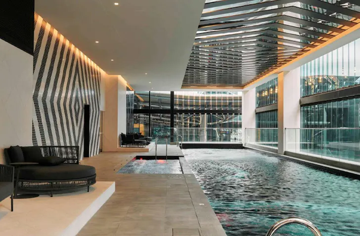 The swimming pool at Movenpick one of the best luxury hotels Melbourne
