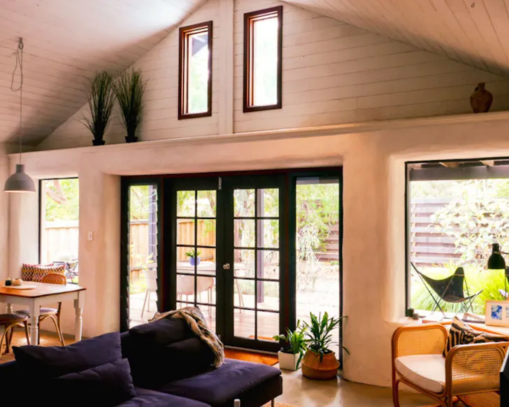 The living space at Mr Smith’s Strawbale Cottage best Margaret River Airbnbs