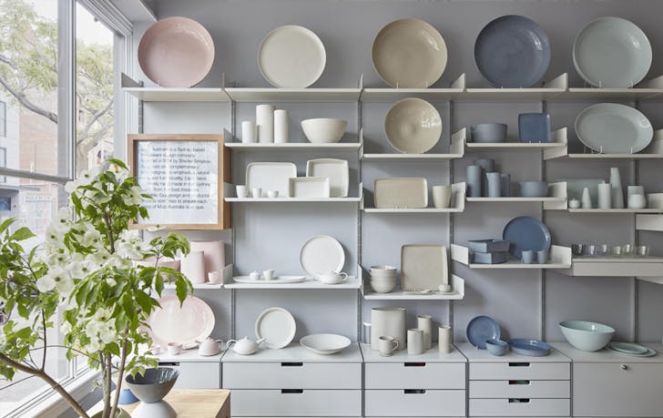 The inside of one of Fitzroy's best shops with shelves lined with Mud Ceramics. 