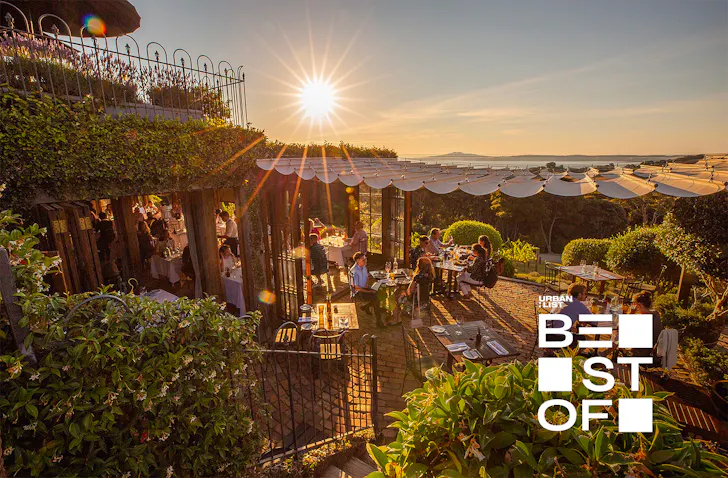 A beautiful sunset shot of Mudbrick Vineyard
