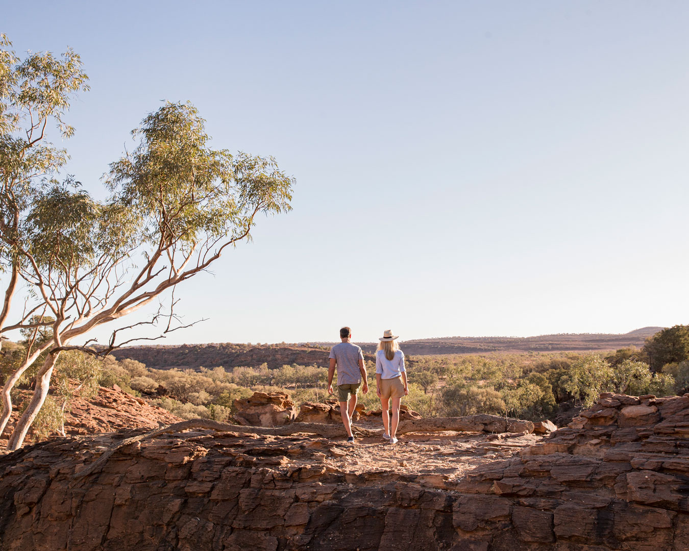 Couple in outback landscape
