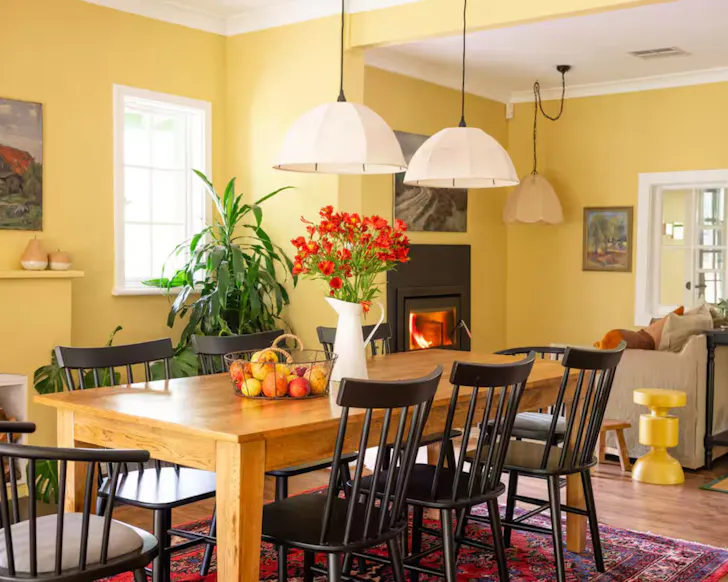 The dining area at Mylor Farm best kid-friendly Airbnbs Australia
