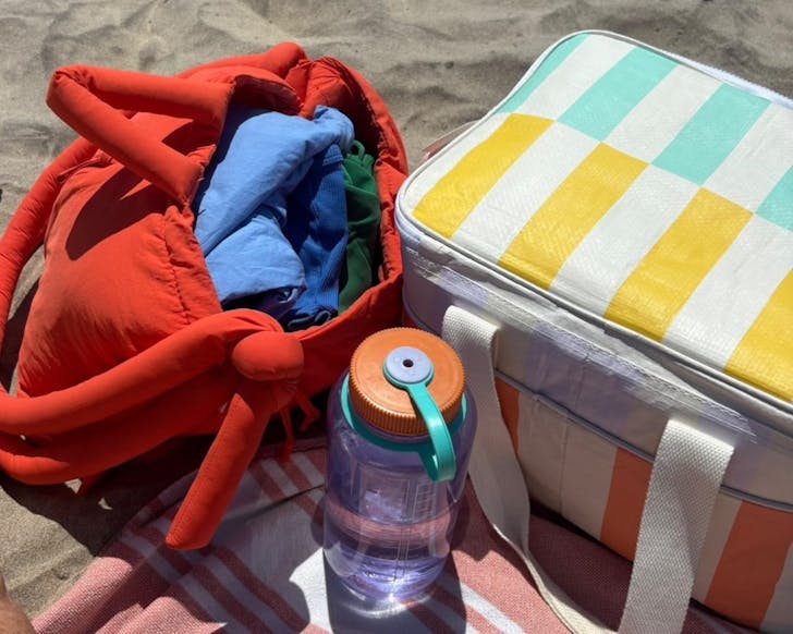 Water bottle on beach