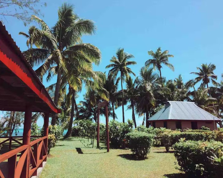 A view of the gardens at Nabua Lodge Airbnb Fiji