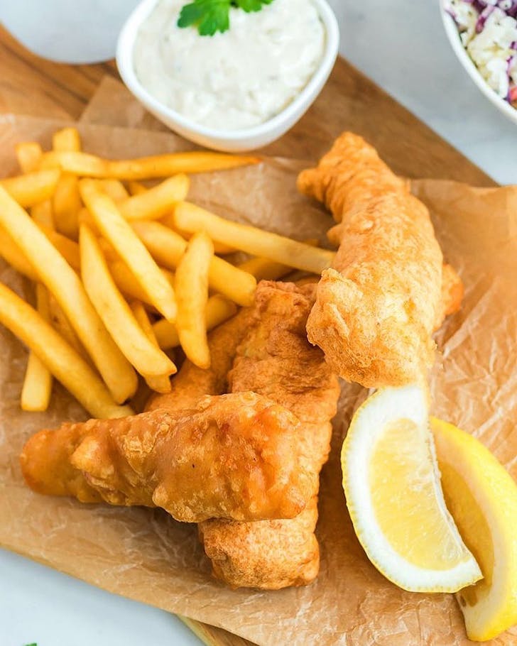 Fish and chips from Nana's fish house, one of the best fish and chips in Auckland.