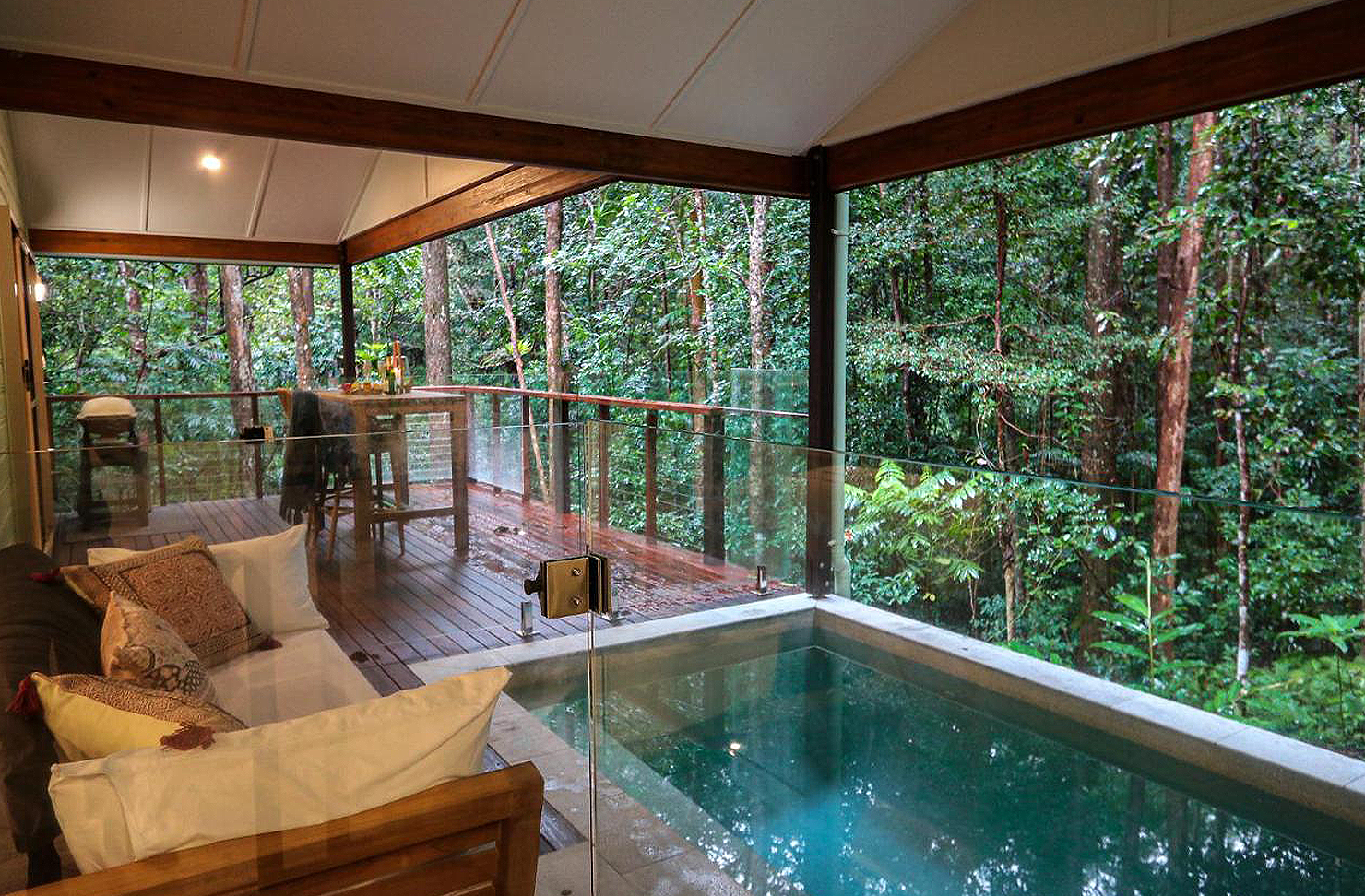 a plunge pool at a rainforest retreat