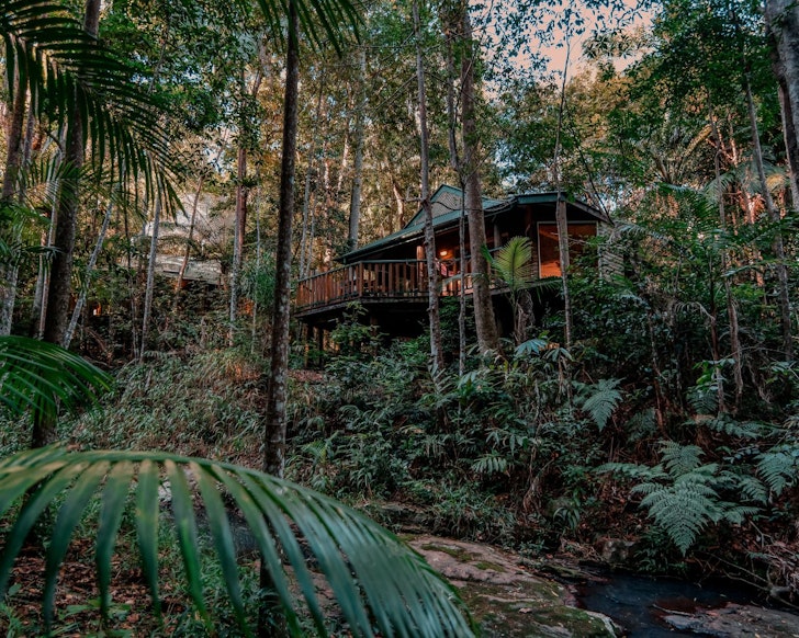 A view of the house in the trees at Narrows Escape one of the best Gold Coast romantic getaways