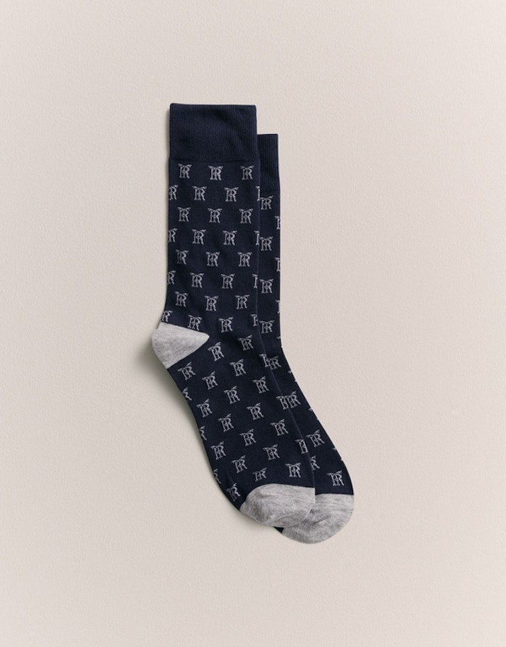 Monogram Sock in Navy