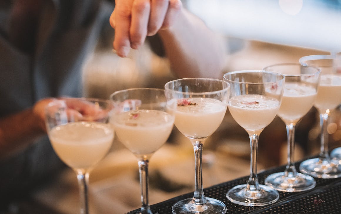 cocktails being made on a bar