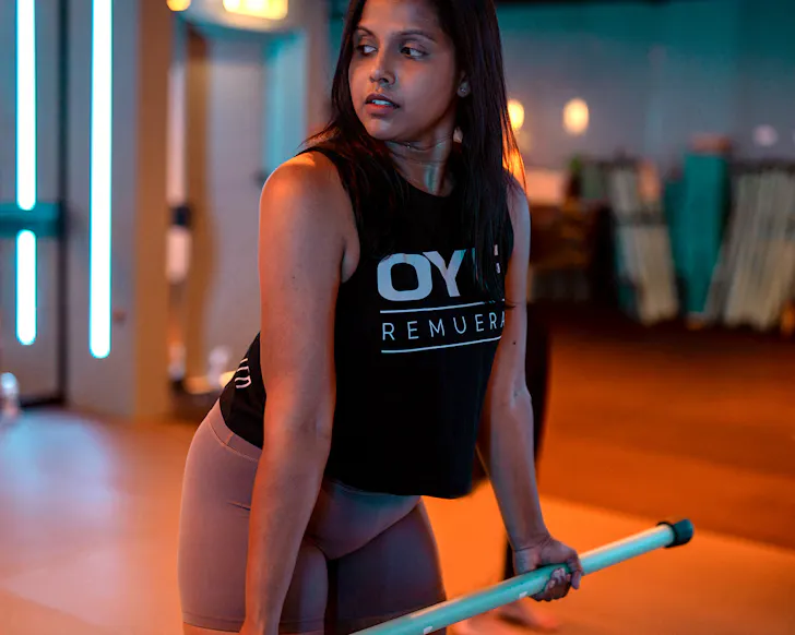 Nera Fernando mid-workout.