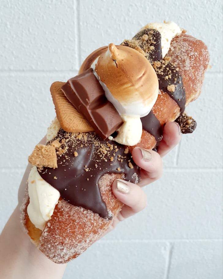 The s'mores doughnut from New World Long Bay. 