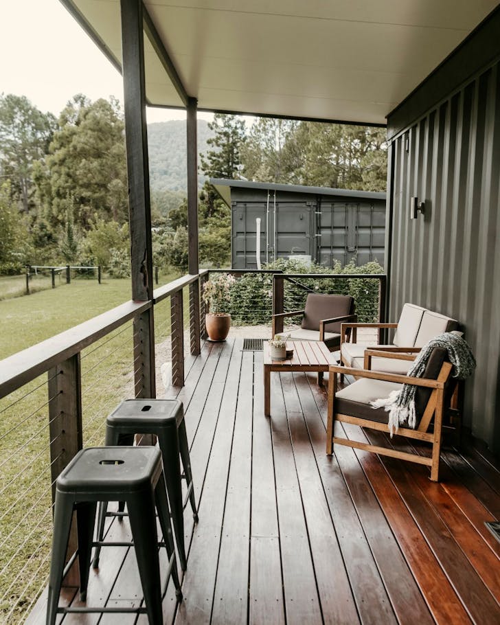 The deck at Nightcap Cottage Airbnb Nimbin