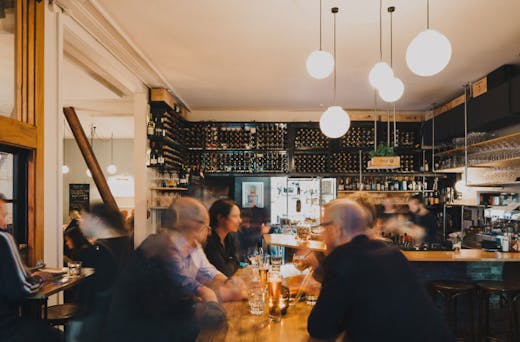 The interior of Noble Rot, Wellington. 
