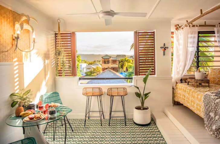A view out the window of Nomad one of the best Port Douglas Airbnbs