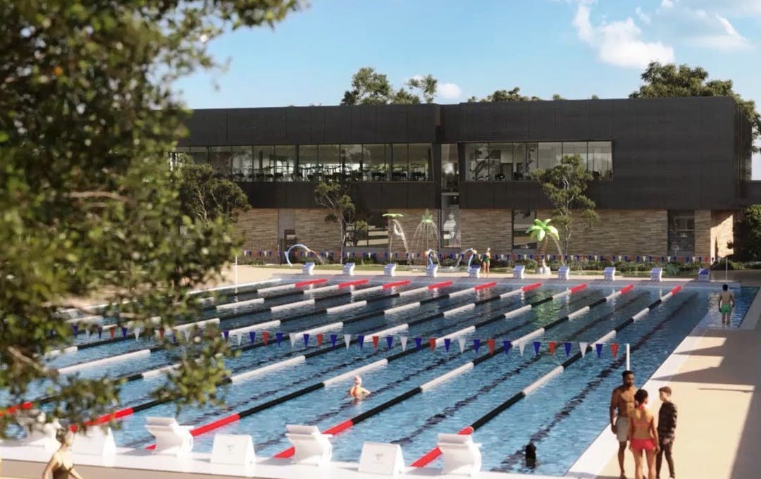 A large outdoor pool.