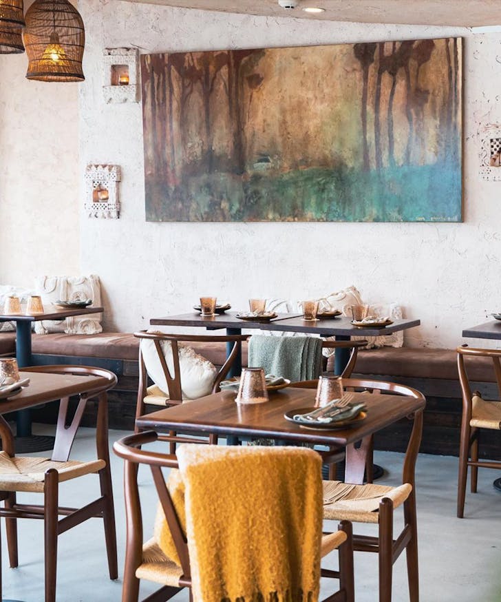 the interior of a indigenous-designed restaurant