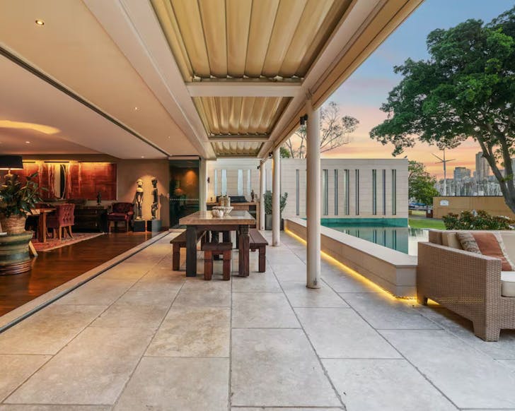 A view of the terrace and pool at the OMG Sub-penthouse in Darling Point, Sydney