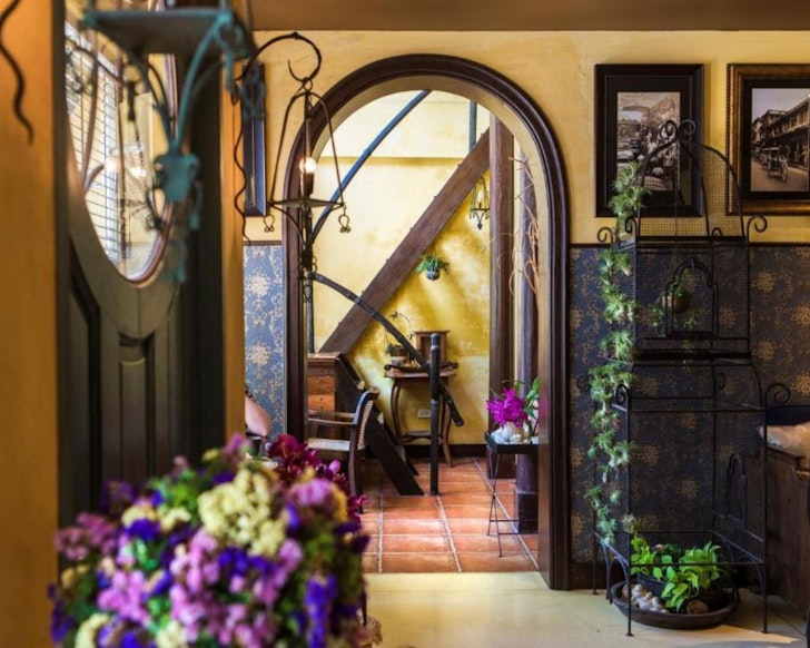 The vintage interior of Old Capital Bike Inn best hotels Bangkok