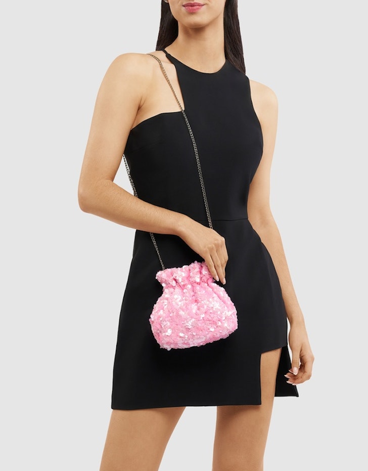 Olga Berg Mattie Sequin Top Handle In Pink
