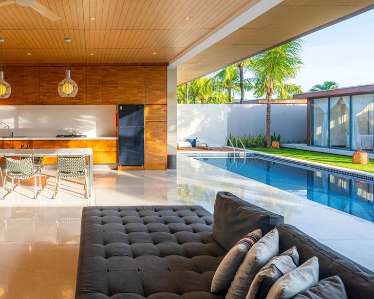 A view of the pool and spa room from a villa at One Eleven Resorts one of the best adults-only resorts Bali