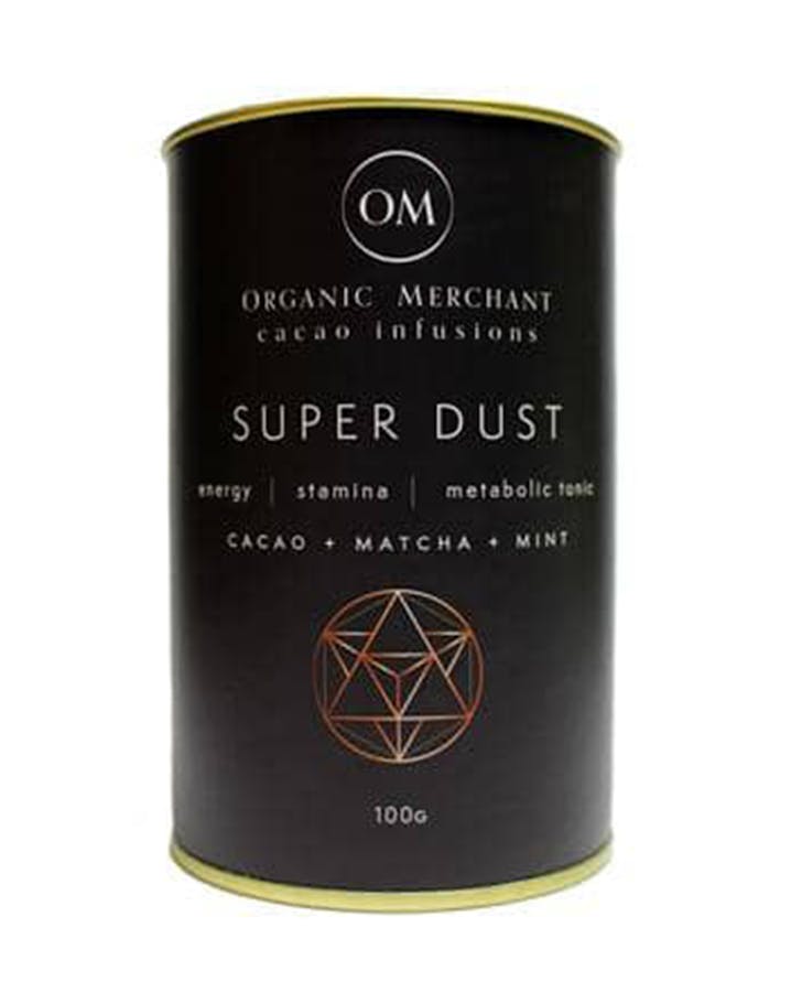 Tin of matcha powder