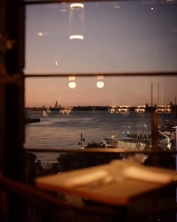 The view from Origine's glamorous dining room at sunset. 
