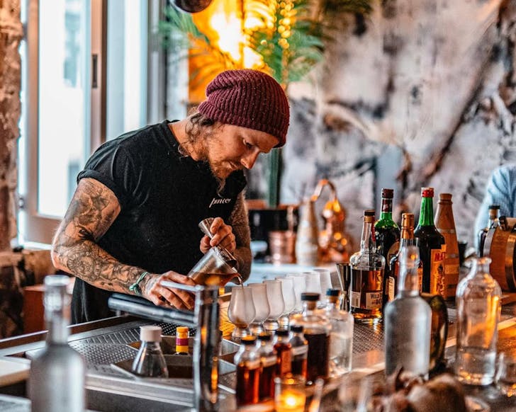 Dany in his happy place (pouring cocktails) at Panacea, one of the best bars in Auckland. 