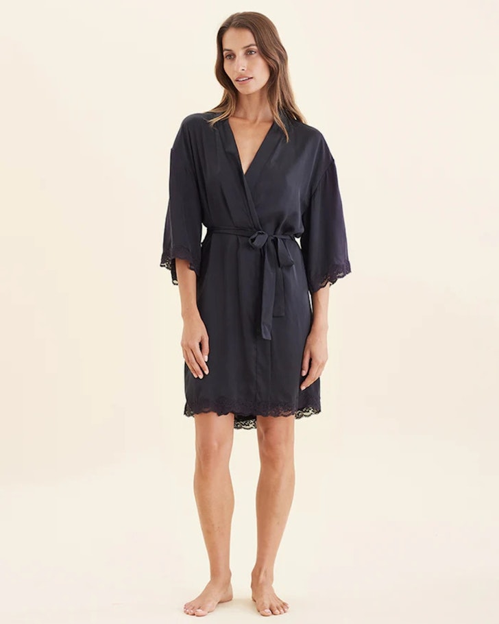 Papinelle Camille Silk Lace Short Robe