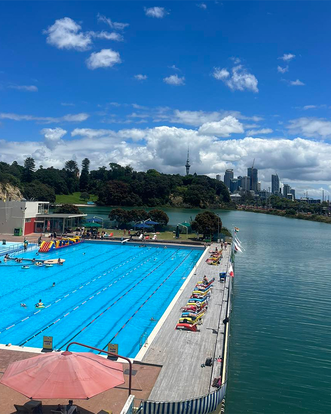 An aerial view of Parnell Baths, one of the best swimming pools in Auckland.