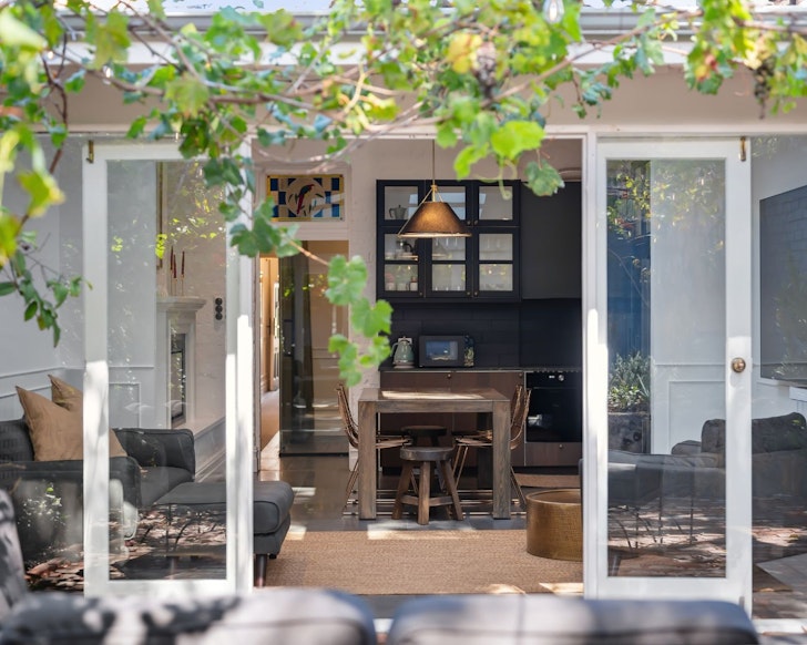 A view through the French doors at Paton House one of the best Perth Airbnbs
