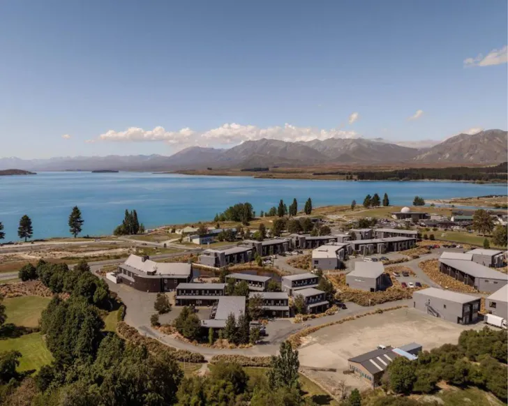 A aerial view of Peppers Bluewater Resort one of the best accommodation options in Lake Tekapo New Zealand