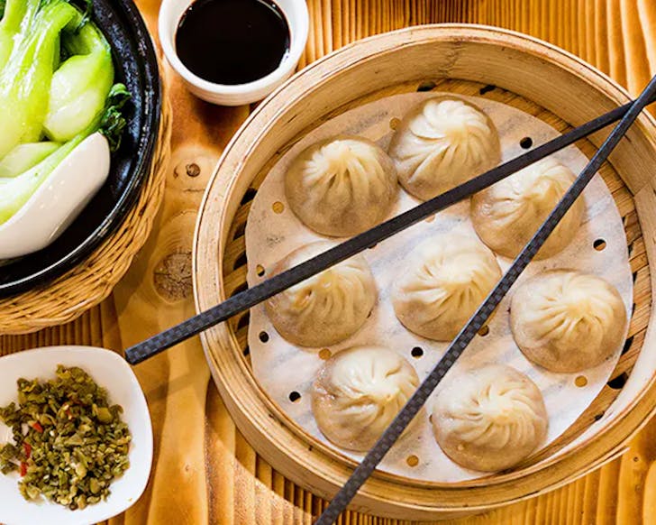 Dumplings and greens at Juicy Bao Bao
