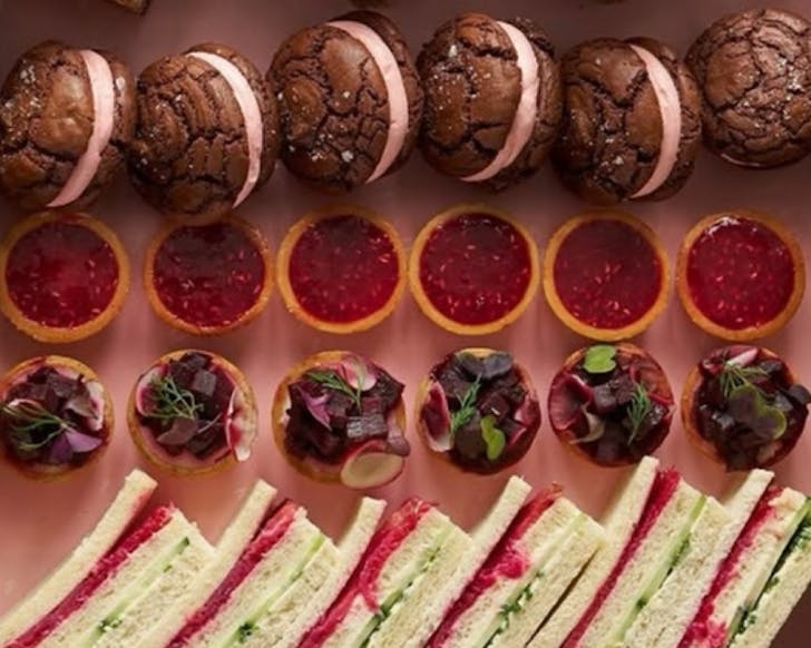 A lineup of pink-themed treats for Pink Ribbon Breakfast. 