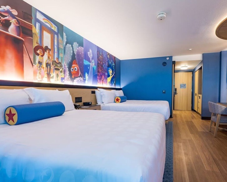 A themed room at Pixar Place Hotel one of the best hotels for families Los Angeles