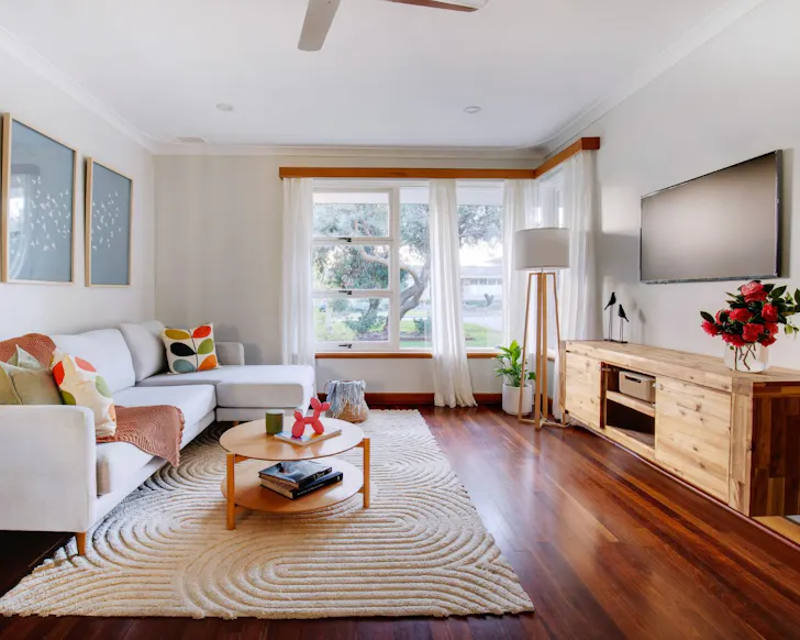 A view of the living space at Poppy's Place River Retreat one of the best pet-friendly Perth accommodation options