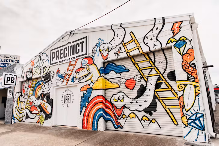the colourful graffiti facade of a brewery