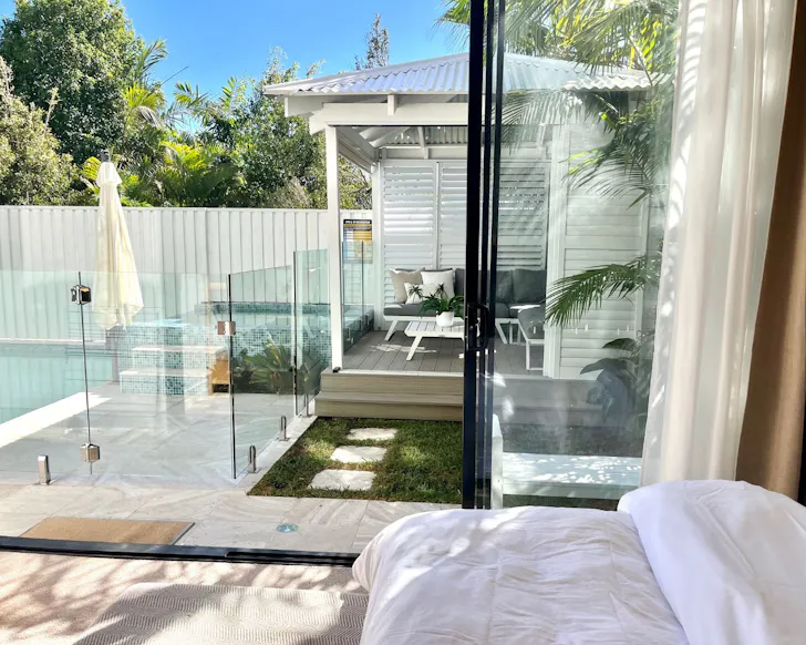 The pool and cabana at Private Poolside Suite best pet-friendly accommodation Brisbane