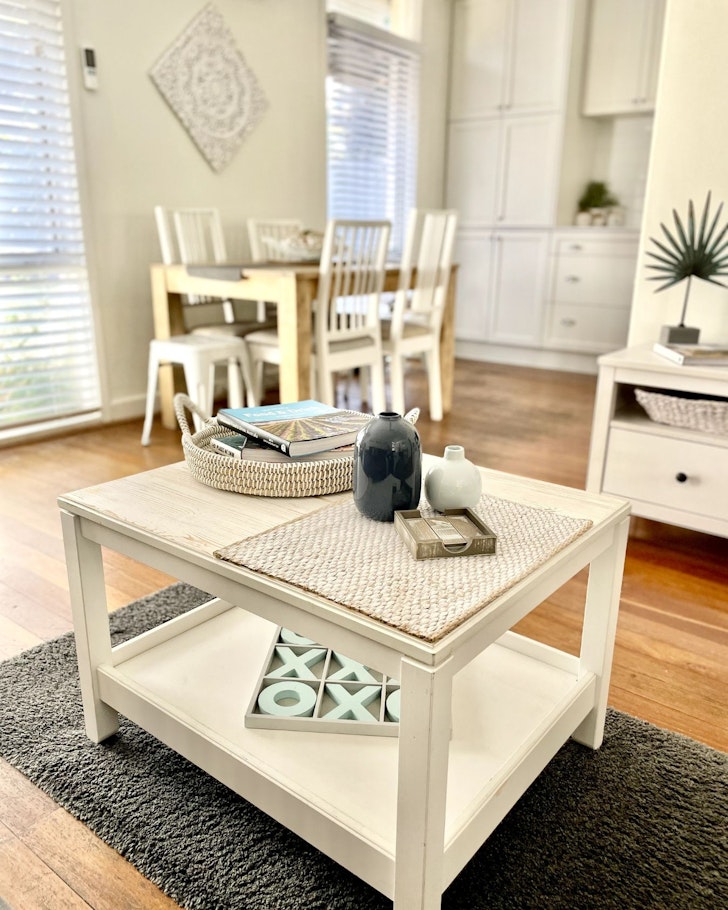 A view of the kitchen and living space at Puppies & Pancakes one of the best pet-friendly accommodation options Perth